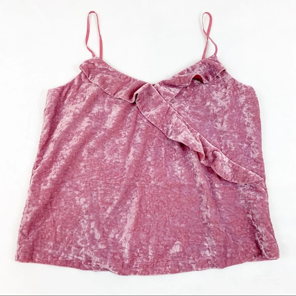 J Crew velvet‎ Ruffle spaghetti strap cami